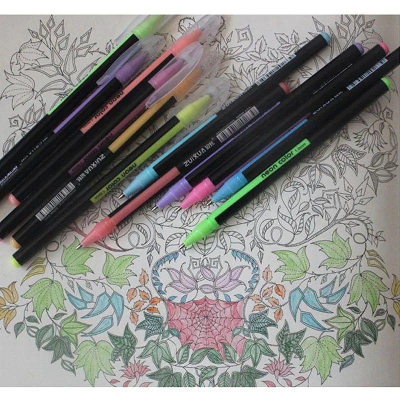 

24 36 48 color Gel Pen Set Refills Metallic Pastel Neon Glitter Sketch Drawing Color Pen School Stationery Marker for Kids Gifts