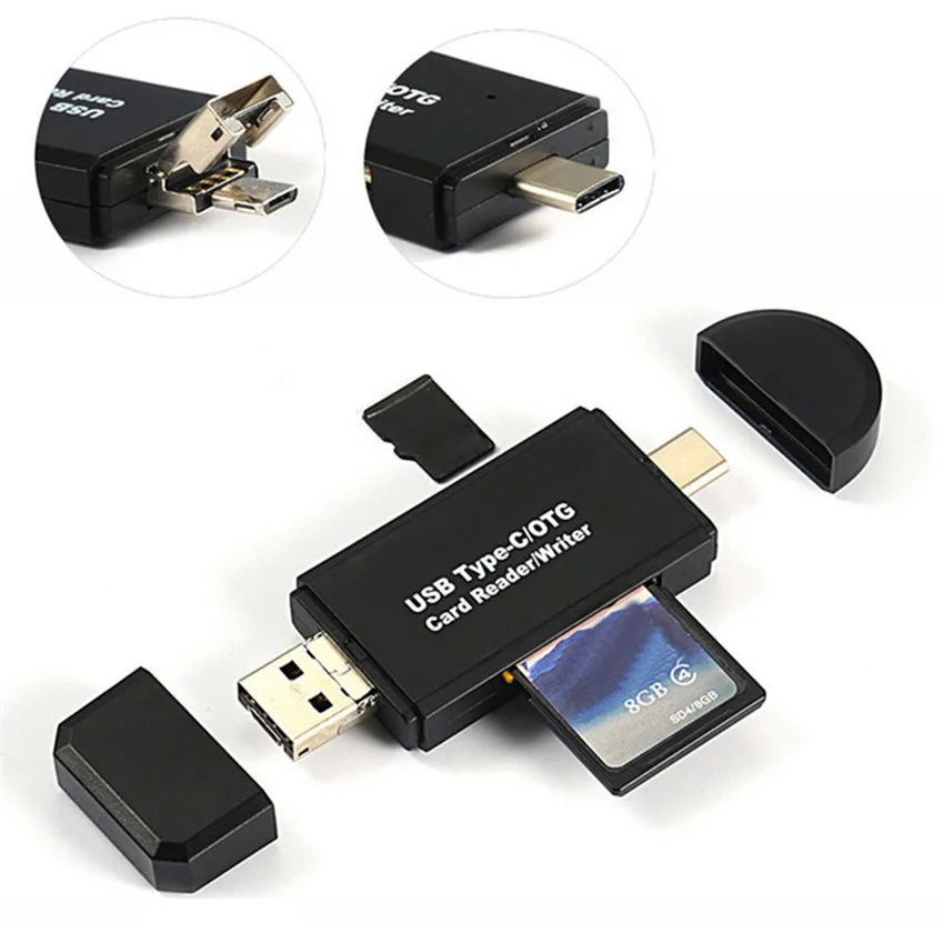 Лидер продаж 2017 адаптер 3 в 1 с Micro USB Type-C OTG на 2 0 кардридер SD/Micro SD стандартный |