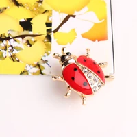 doreenbeads zinc based alloy rose gold metal brooches white rhinestone red ladybug style fashion brooches for men gift1 piece