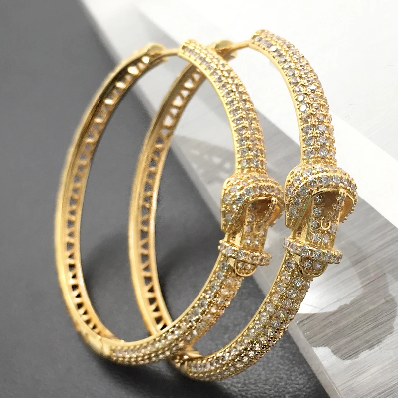 Lanyika Fashion Jewelry Stylish Distinctive Artistic Big Ear Loops Micro Plated Wedding Engagement Earrings Daily Best Gift