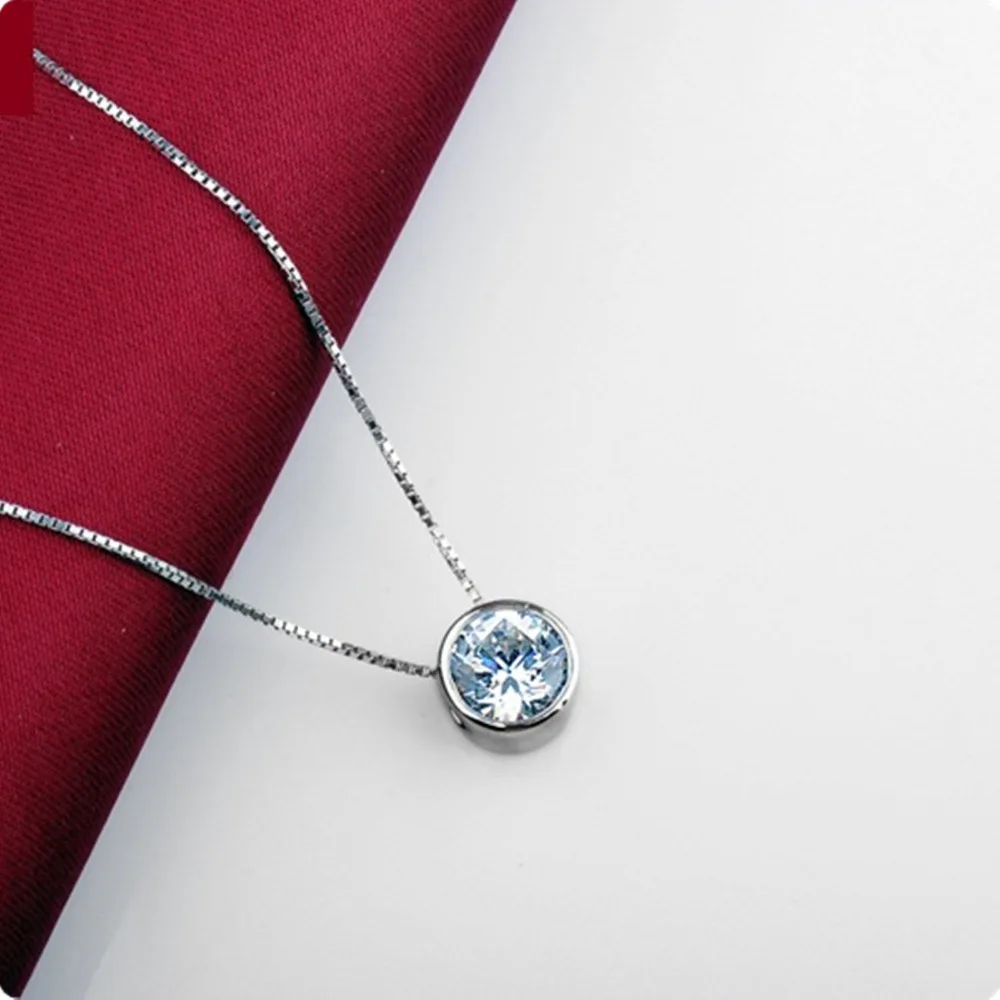0.5 Carat brilliant Round cut Synthetic diamonds pendant necklace Non-allergenic Solid sterling silver white gold finish | Украшения и