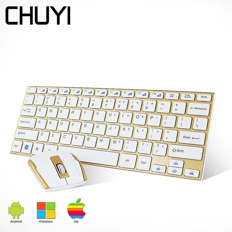 Беспроводная клавиатура и мышь CHUYI 2 4 ГГц тонкая игровая оптическая для