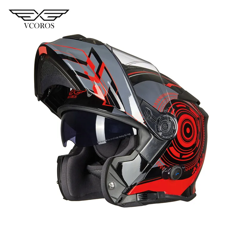 Vcoros флип-ап Водонепроницаемый BlueTooth модульный мотоциклетный шлем capacete de moto cicleta ECE Сертификация casco moto - Цвет: 1