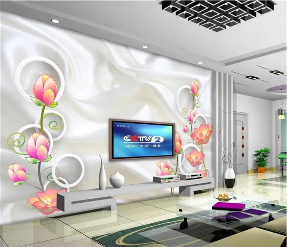 Фотообои 3D с изображением рисунка вручную нарисованных цветов, большое произведение искусства на стене, фон для декора дома в гостиной из шелка, изготовленные из нетканого материала.