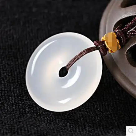 

Natural security buckle pendants new necklace chalcedony safe buckle couple models men and women genuine