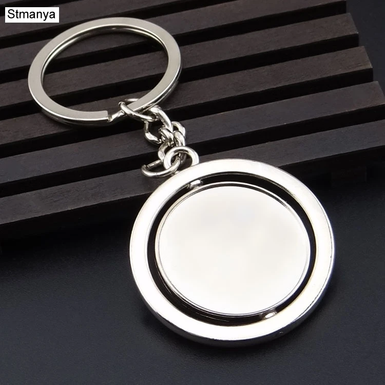 Круглый пустой вращающийся на 360 градусов металлический брелок K1552|tag keychain|keychain