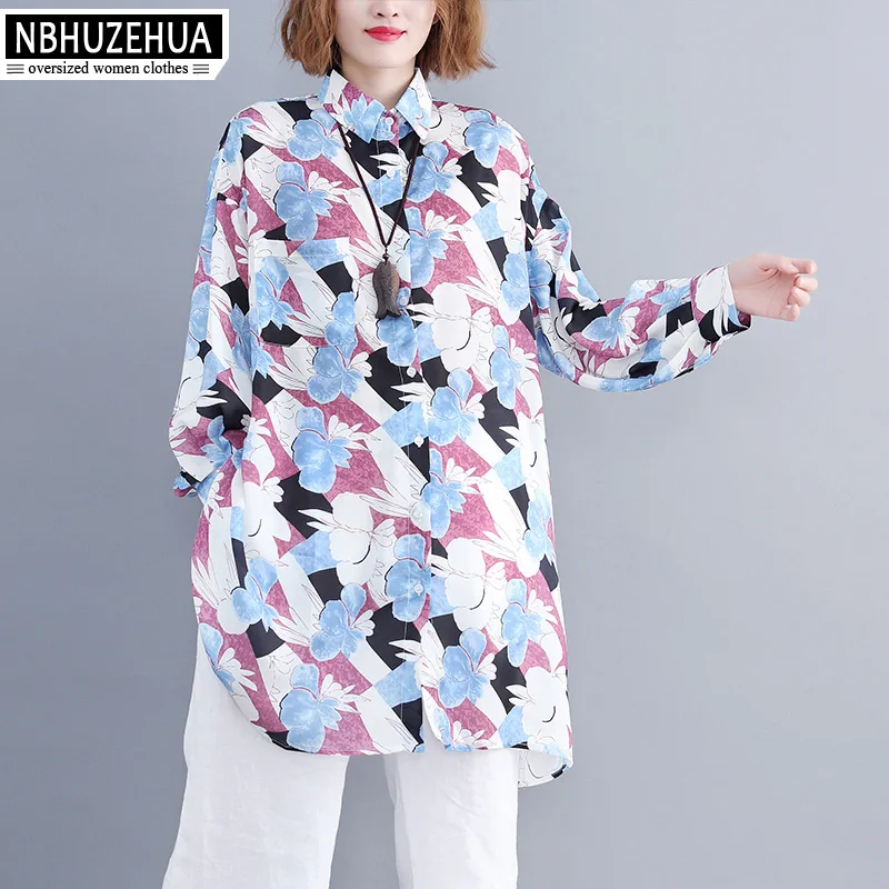 NBHUZEHUA F76 2018 Осенняя женская рубашка с длинным рукавом богемная шифоновая