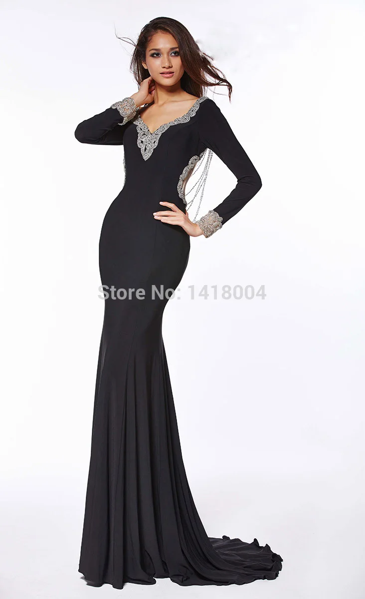 5A-2015 new deep v neck mermaid prom gowns sexy sequins spaghetti strap beading colorful Full evening dress party dresses | Свадьбы и