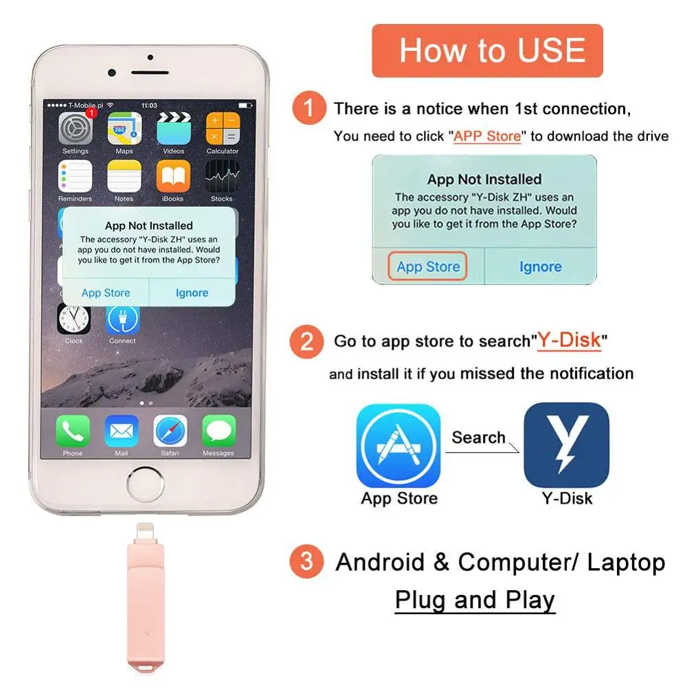 BRU usb OTG Флешка флеш накопитель 3 0 3in116G32G64G128G256GB для iPhone 11 Pro XS X Android type c логотип на