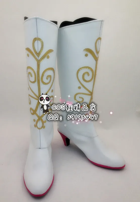 Snow Queen Princess Anna White Long Party Cosplay Shoes Boot