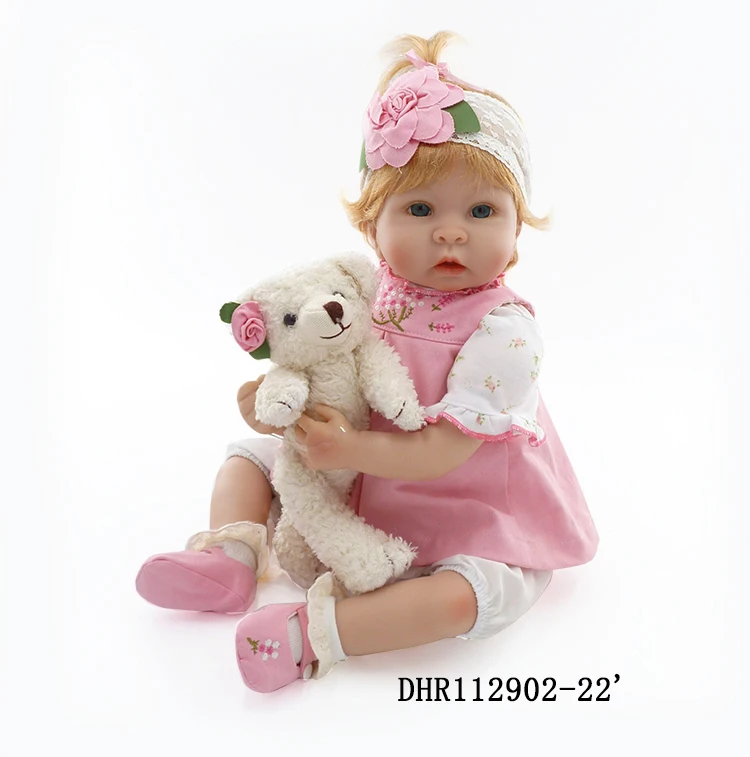 Forrsdor 56cm lifelike angel baby doll with pink embroidery set silicome limbs and cloth body Silicone Reborn Baby Dolls | Игрушки и