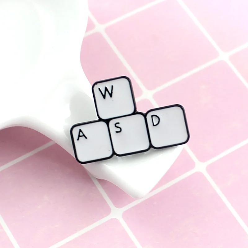 Computer keyboard WASD four keys when playing games game button fashion personality brooch for everyone to match clothes | Украшения и