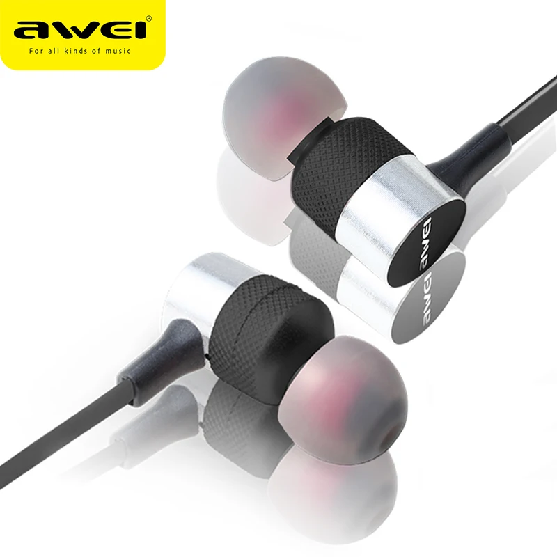 Awei ES-20TY наушники-вкладыши проводные наушники 3,5 мм разъем наушники с микрофоном супер бас гарнитура Металл fone de ouvido для samsung Xiaomi Mp3