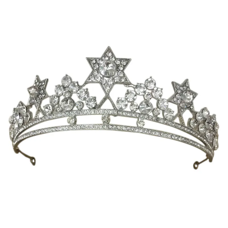 Серебряные бусины из горного хрусталя, звезда, Корона невесты, тиара de Noiva, головной убор, украшение для волос, женские свадебные аксессуары, BH