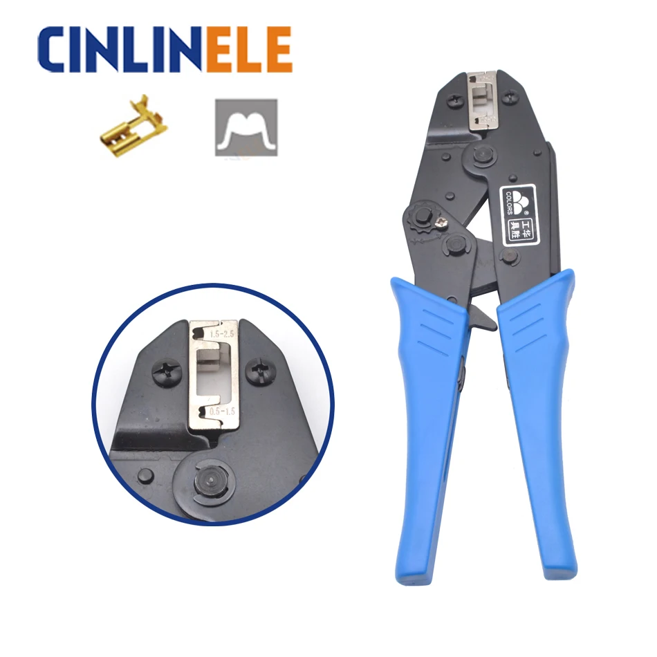 Обжимные клещи HS-056FL 0,5-1,5, 1,5-2,5 мм, 20-13AWG, мульти ручные инструменты, безизолированные штыревые клеммы с флагом, обжимные клеммы, 9 дюймов