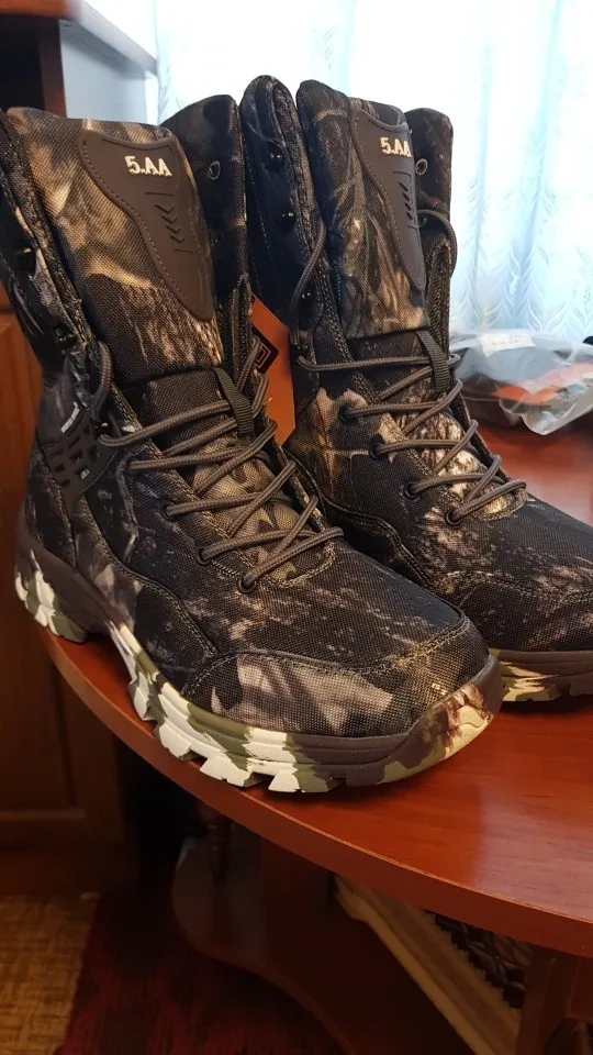 Ботинки мужские тактические кожаные водостойкие ультралегкие камуфляжные для