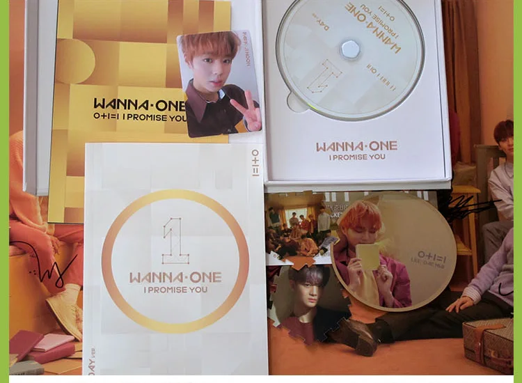 Подписанный вручную WANNA ONE autographed mini2nd альбом 0 + 1 = я обещаю вам K POP CD photobook