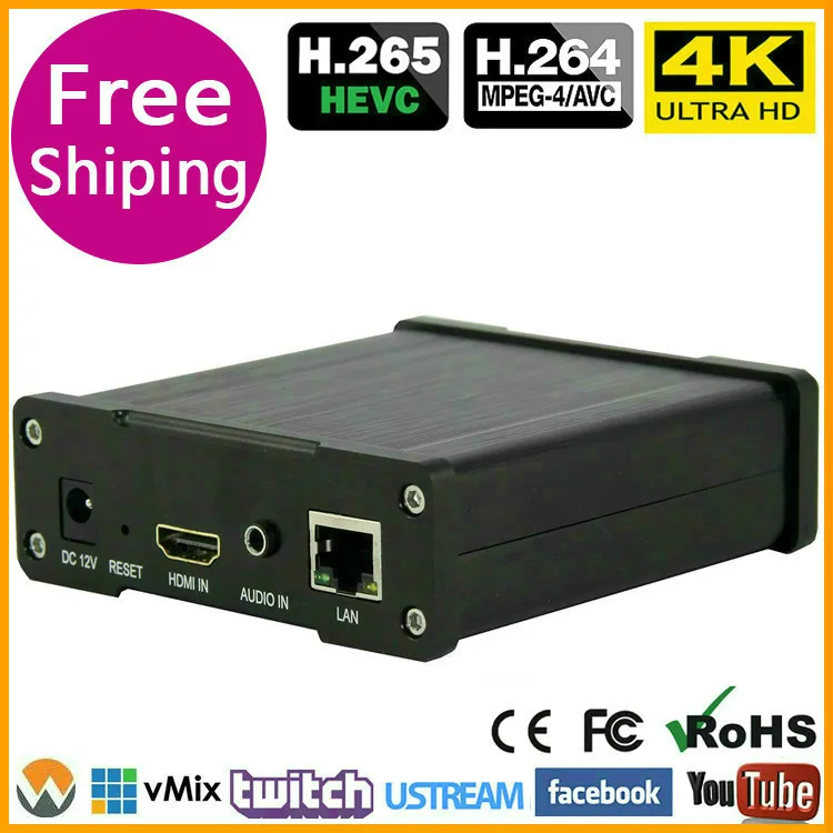 HEVC UHD 4K HDMI видео аудио кодировщик H.264 H.265 IPTV прямой трансляции RTMP к RTSP HLS UDP HTTP