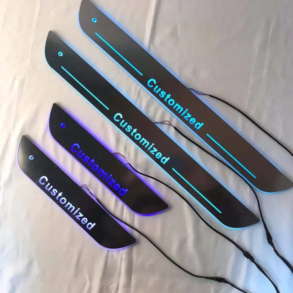 

RQXR led moving door scuff for Lada dynamic door sill plate flat lining overlays flowing light multi colors