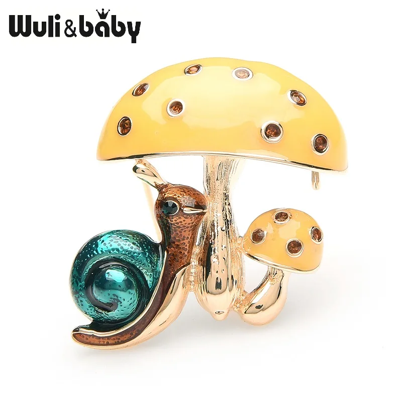 Броши Wuli&baby с эмалью изображением желтого гриба и улитки для женщин мужская брошь