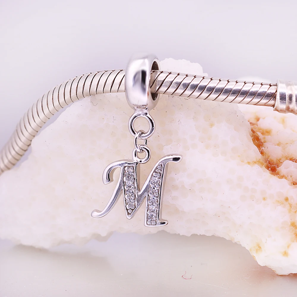Оригинальный серебряный алфавит подвеска А с прозрачным кубическим цирконием