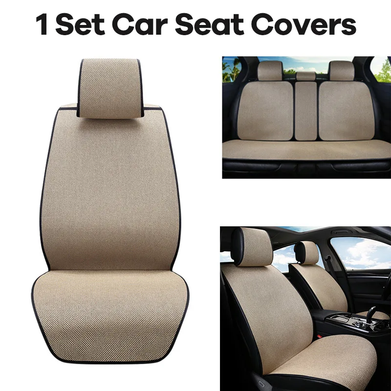 1 Set Beige Cushion Partol дышащий Лен сиденья Pad Универсальный автомобильных чехлов авто подушки сиденья протектора автомобиля аксессуары для интерьера - Название цвета: 1 Set Beige Cushion