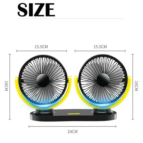Универсальный автомобильный вентилятор с USB-интерфейсом поворотный 2-скоростной