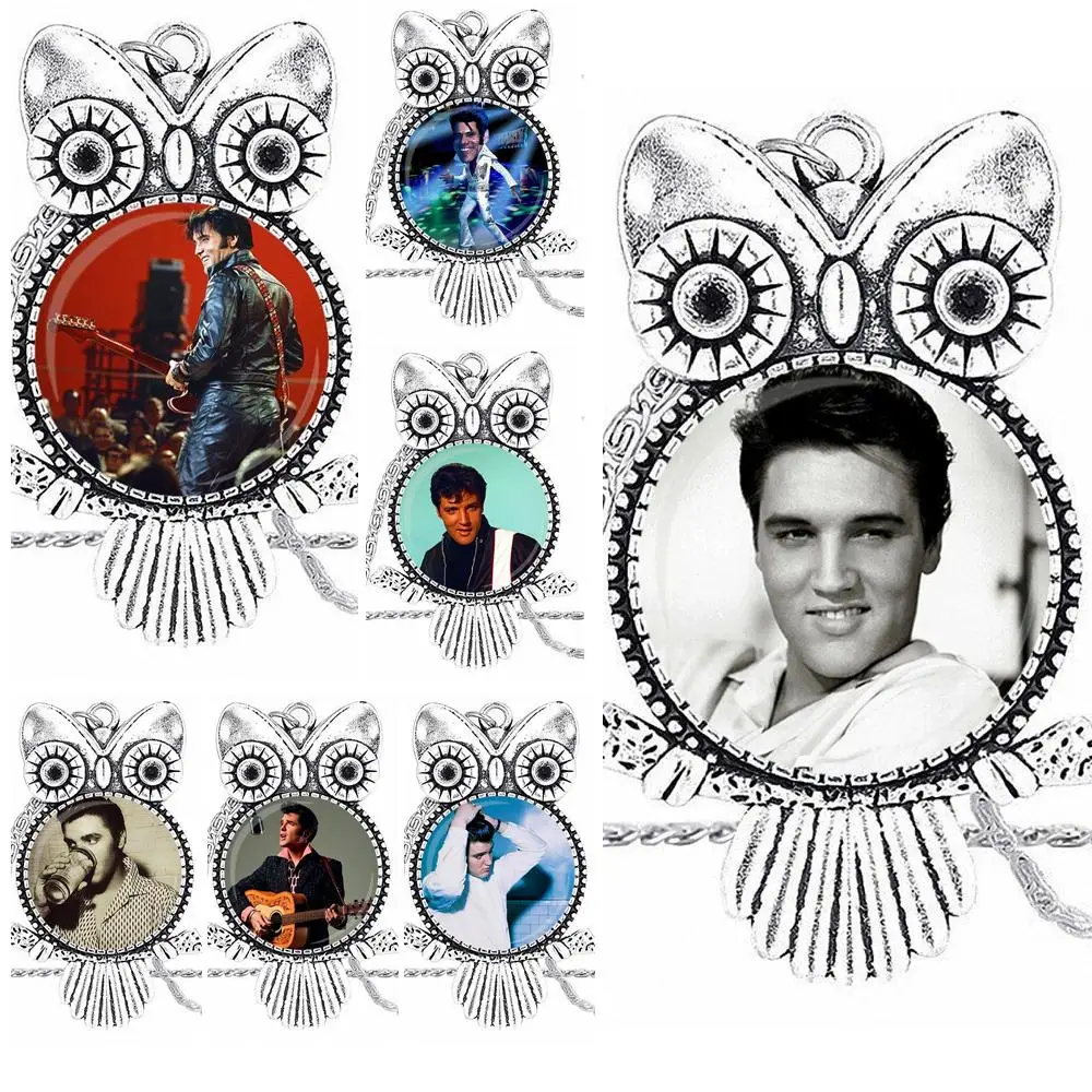 EJ глянцевое ожерелье с подвеской в виде рок звезды Elvis Presley из стекла Галактики