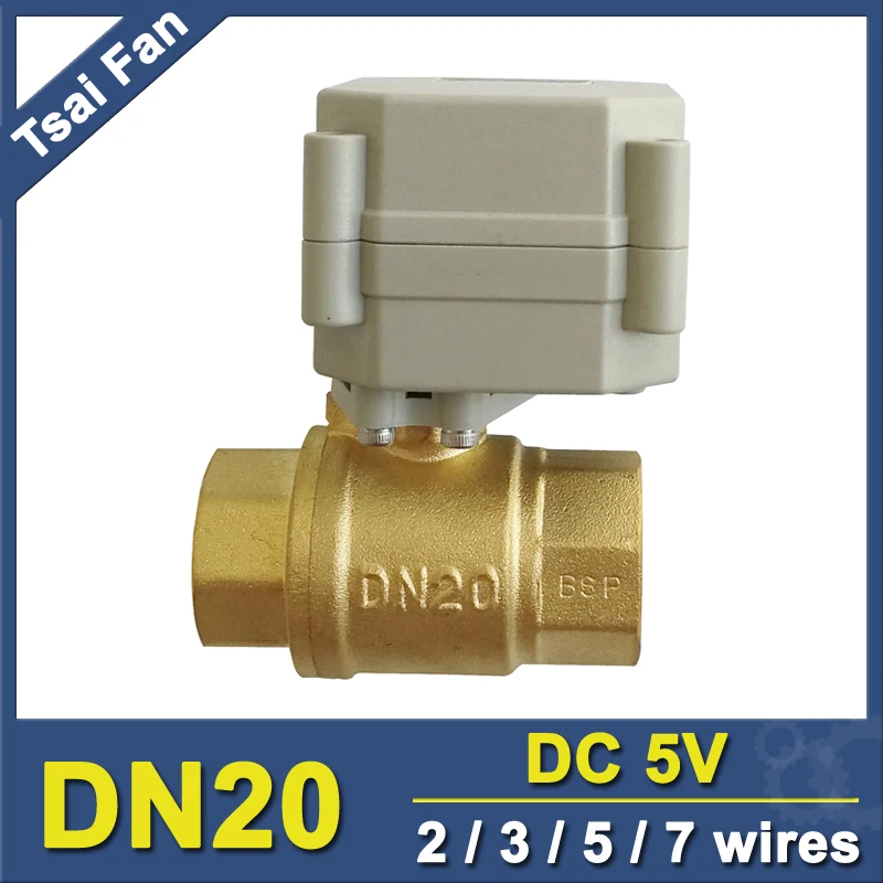 TF20 B2 A DC5V 2/3/5/7 провода латунь 3/4 &quotDN20 2 сторонний Электрический латунный клапан