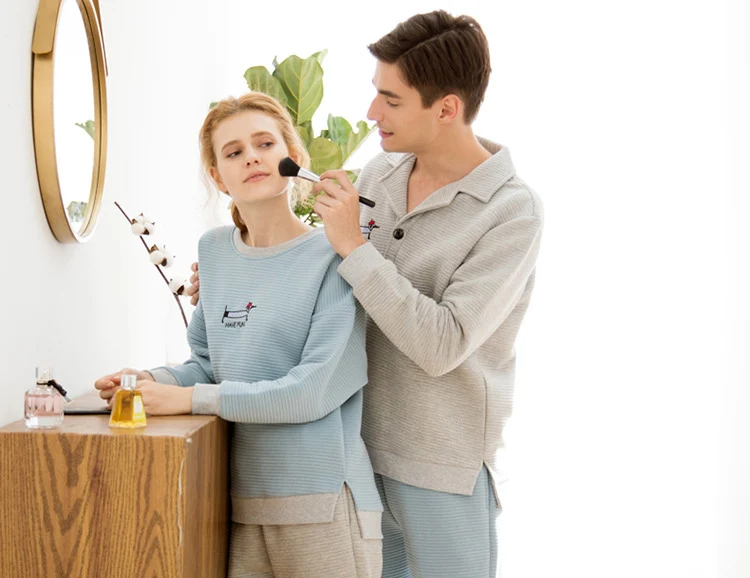 Зимняя утепленная Повседневная Пижама для влюбленных, женский, Femme Homme, Мужская домашняя одежда, комплект с длинным рукавом, хлопковая внутренняя часть