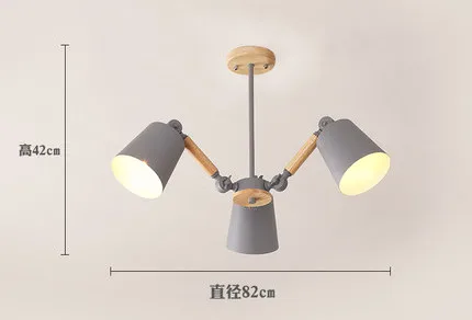 Lustre светодиодный светильник для гостиной подвесные светильники люстры para sala de jantar абажур деревянные светильники для столовой - Цвет корпуса: 3 lights grey
