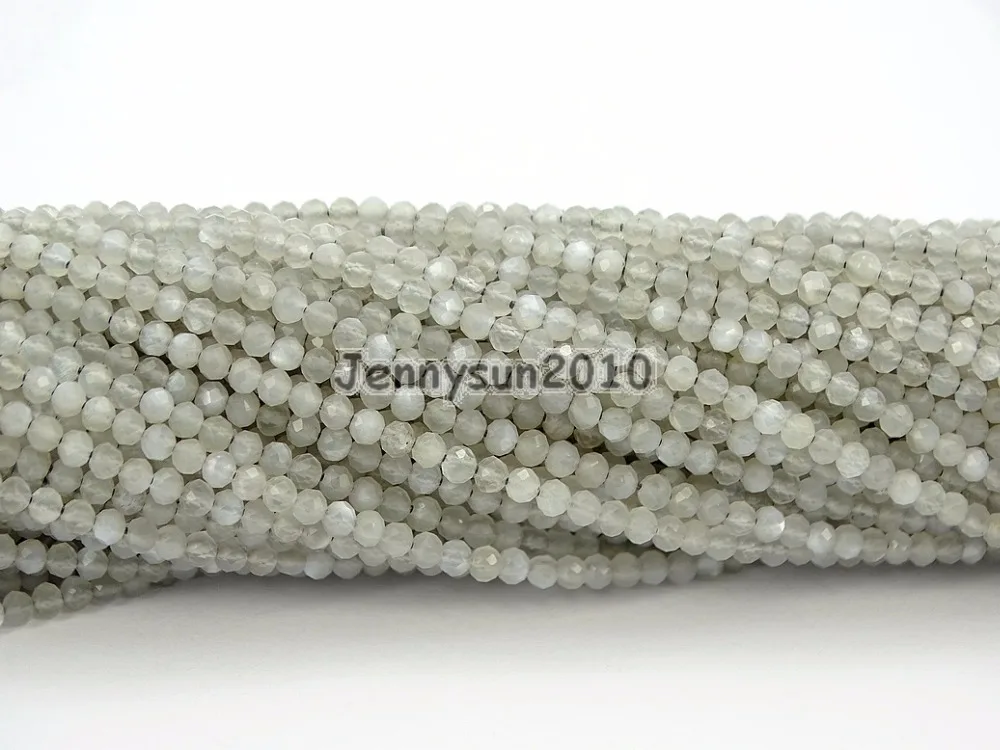 

Brilliant Cut Shining Natural Grey Moonstone Gems Stone 2mm~2.7mm Faceted Round Beads Jewelry Making 2 Strands/Pack