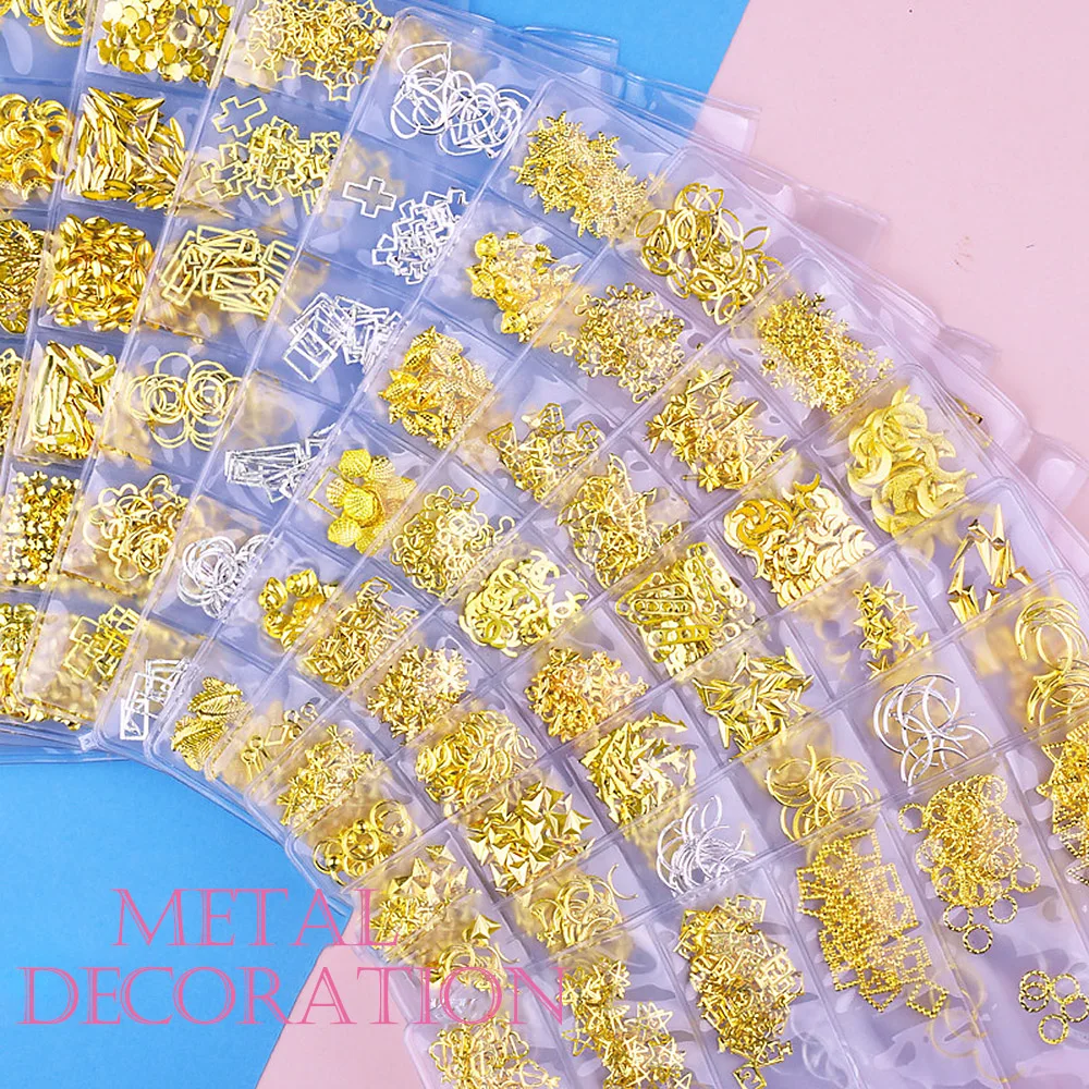 1 сумка Золотой Серебряный ноготь металла шпильки Sea Shell Морская звезда