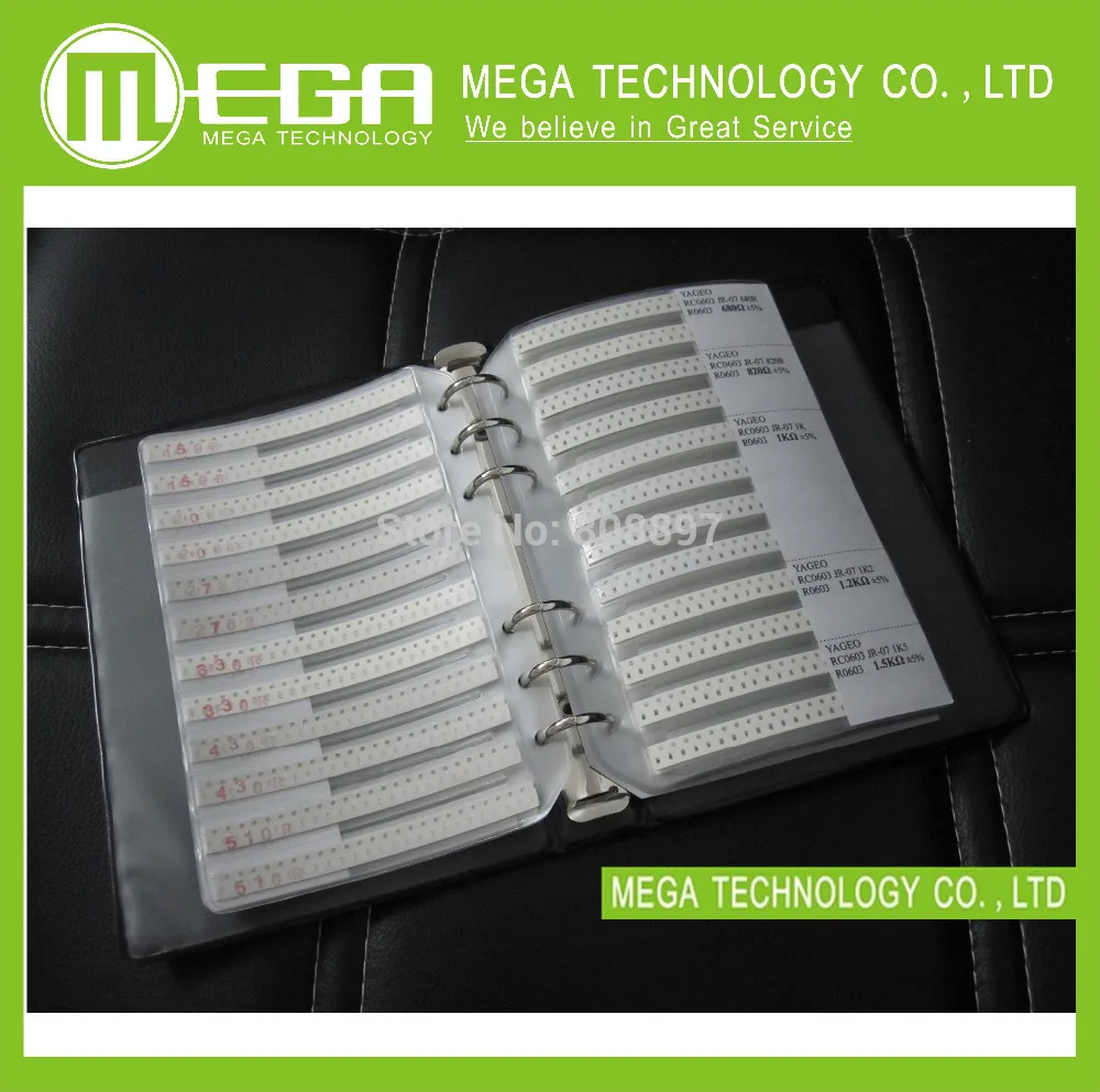 

5% 0603 SMD Resistor sample book, 177 values X 50pcs=8850pcs, , Samples kit