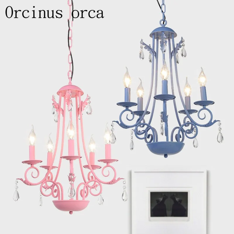 

American style village crystal Iron Chandelier restaurant bedroom study Mediterranean Iron Chandelier free shipping