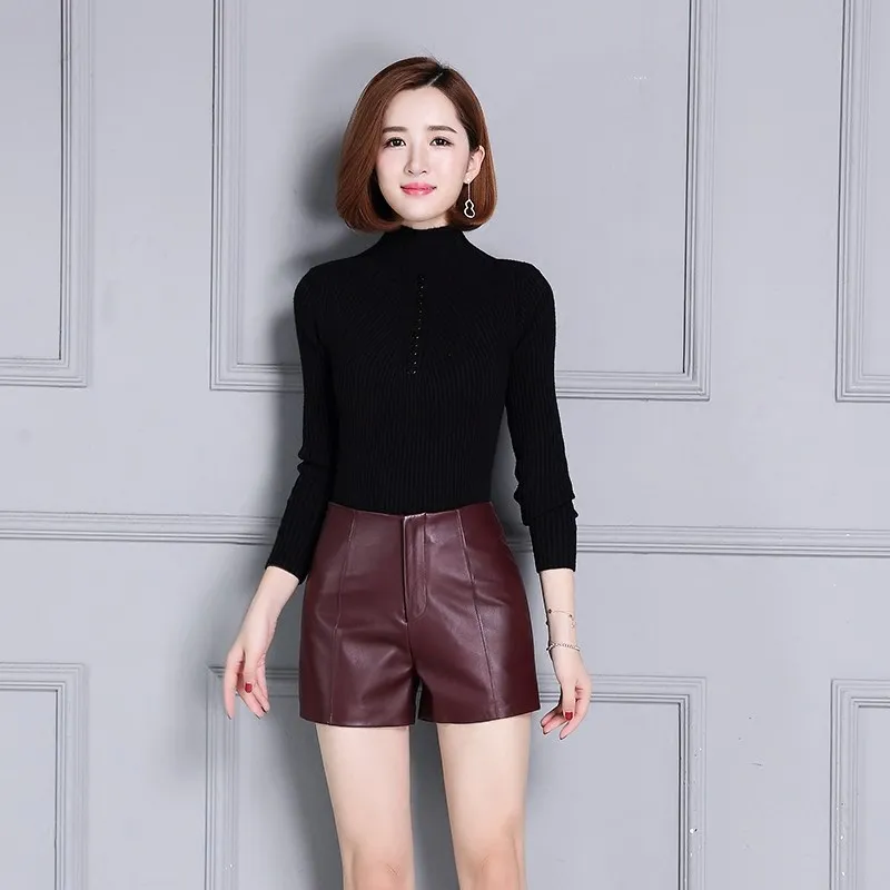 Облегающие Женские шорты с высокой талией мотоциклетные брюки из натуральной