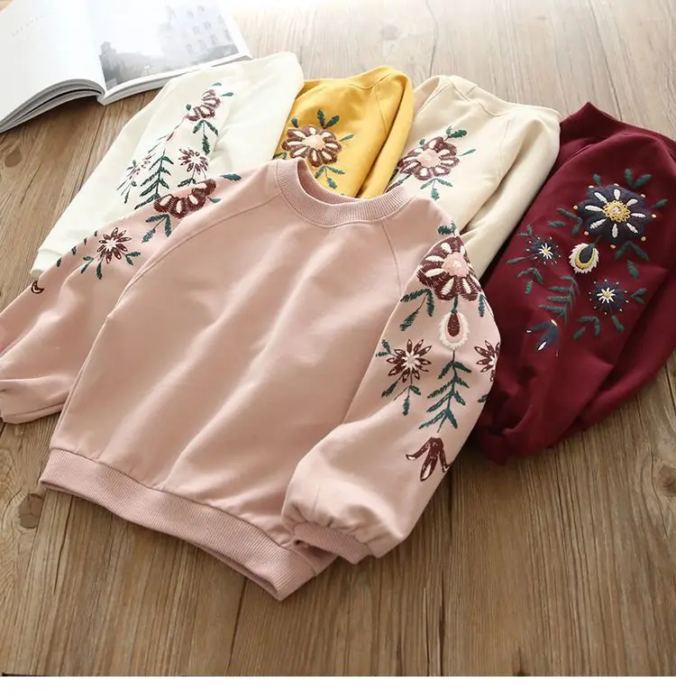 Осенняя толстовка с капюшоном и цветочным рисунком для маленьких девочек