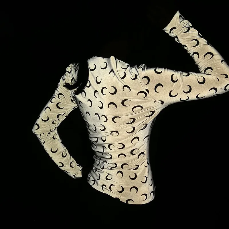 Светоотражающие футболки с принтом и круглым вырезом для женщин уличная одежда