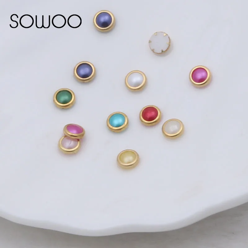 4mm 288pcs/pack MIX Hotfix Pearl Rhinestones Metallic Gold Rim Domestuds Korea Hot Fix Strass Stones DIY Iron On Rhinestone | Дом и сад