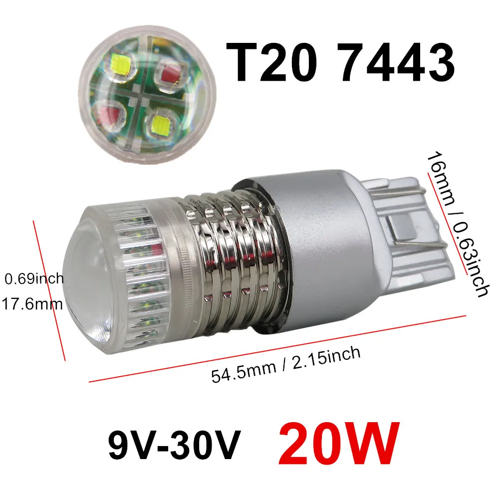 WLJH 2шт 40W 7443 W21W T20 светодиодный 1000lm Авто внешний переключатель Белый Янтарный