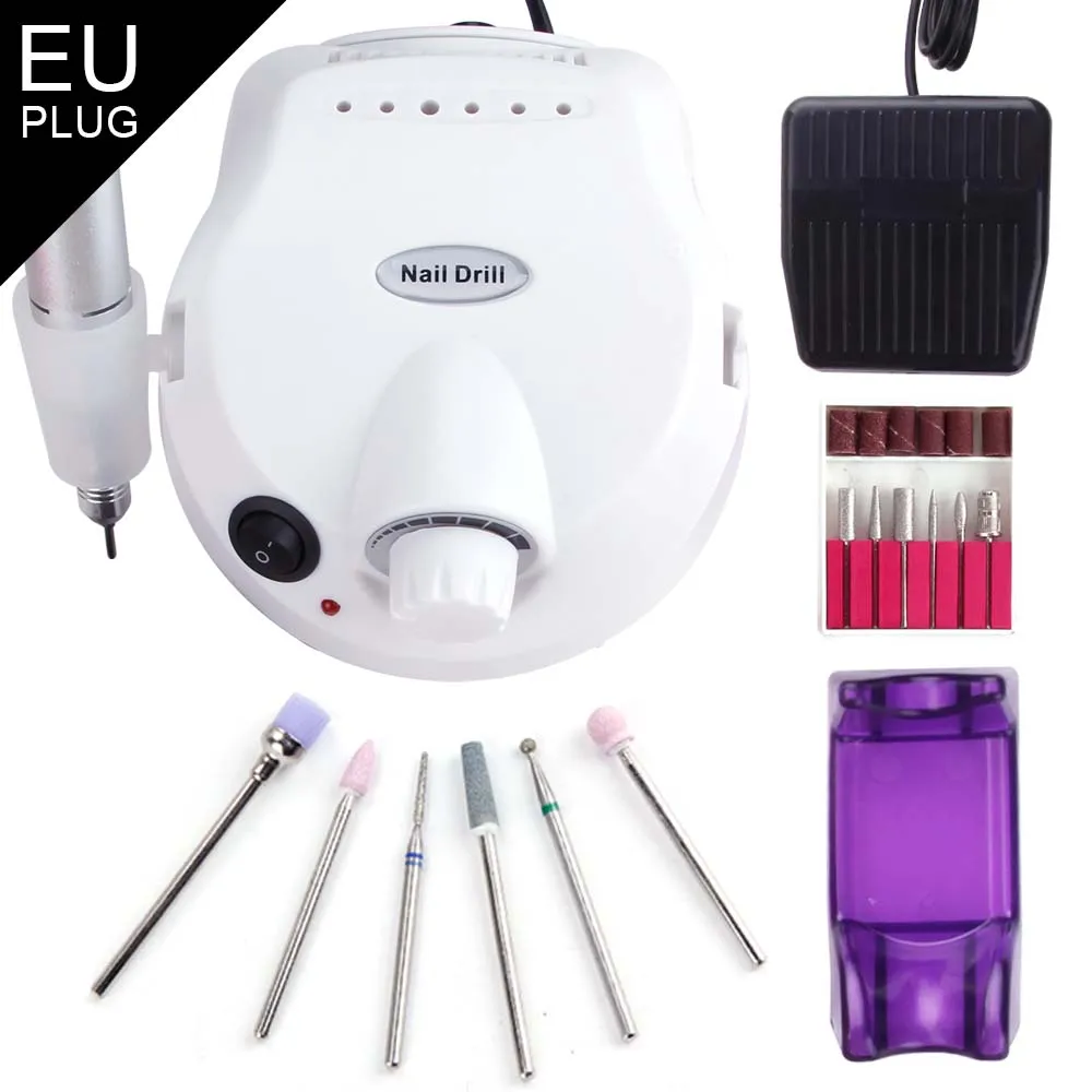 White machine Set4 Силиконовые Керамика ногтей сверло полировщик резиновый Remover Электрический Маникюр машина инструменты фрезы Griding бафик для ногтей - Цвет: White machine Set4