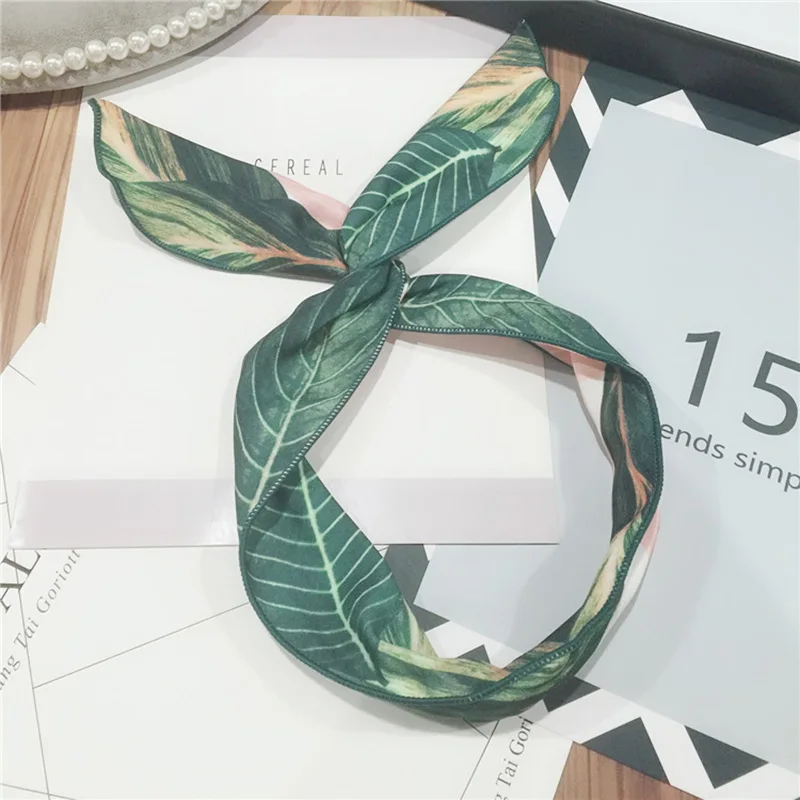 Deep Green 2 Корейские аксессуары для волос, праздничный стиль, банановые листья, лента для волос, повязка на голову, широкая металлическая эластичная повязка на голову для девочек, тюрбан - Цвет: Deep Green 2