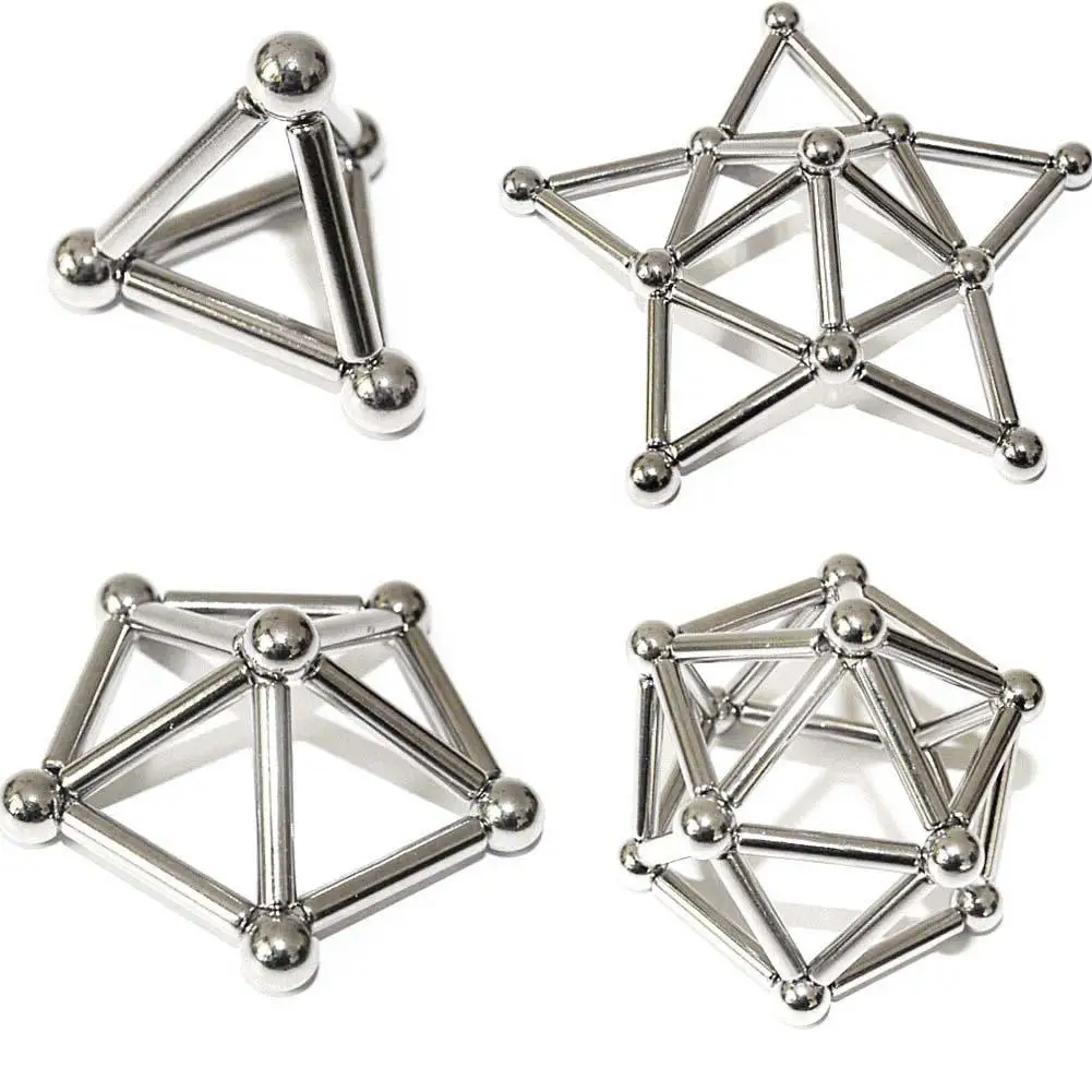36 шт. инновационные buckyball магнитный стержень и 27 шт. стальной шар игрушка Строительный блок Набор игрушек для декомпрессии игрушки