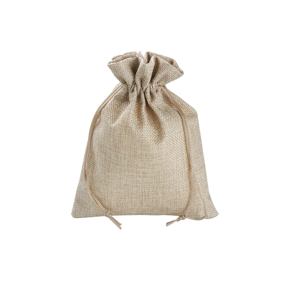 

20x15cm Imitate Sackcloth Bags Rectangle Drawstring Jewelry Storage Packaging Imitation Sack Pouches Wedding Party Gifts Linen