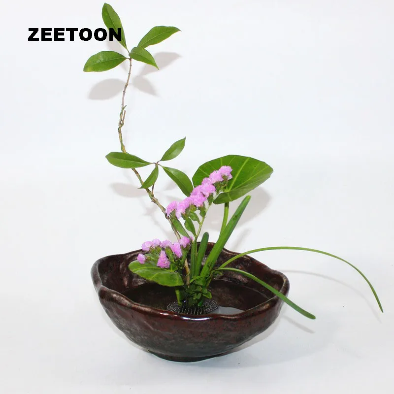 

Japanese Stone Pattern Flowerpot Tabletop Vase Ikebana Hydroponic Planters Flower Pot Vintage Restaurant Decor Ceramic Container