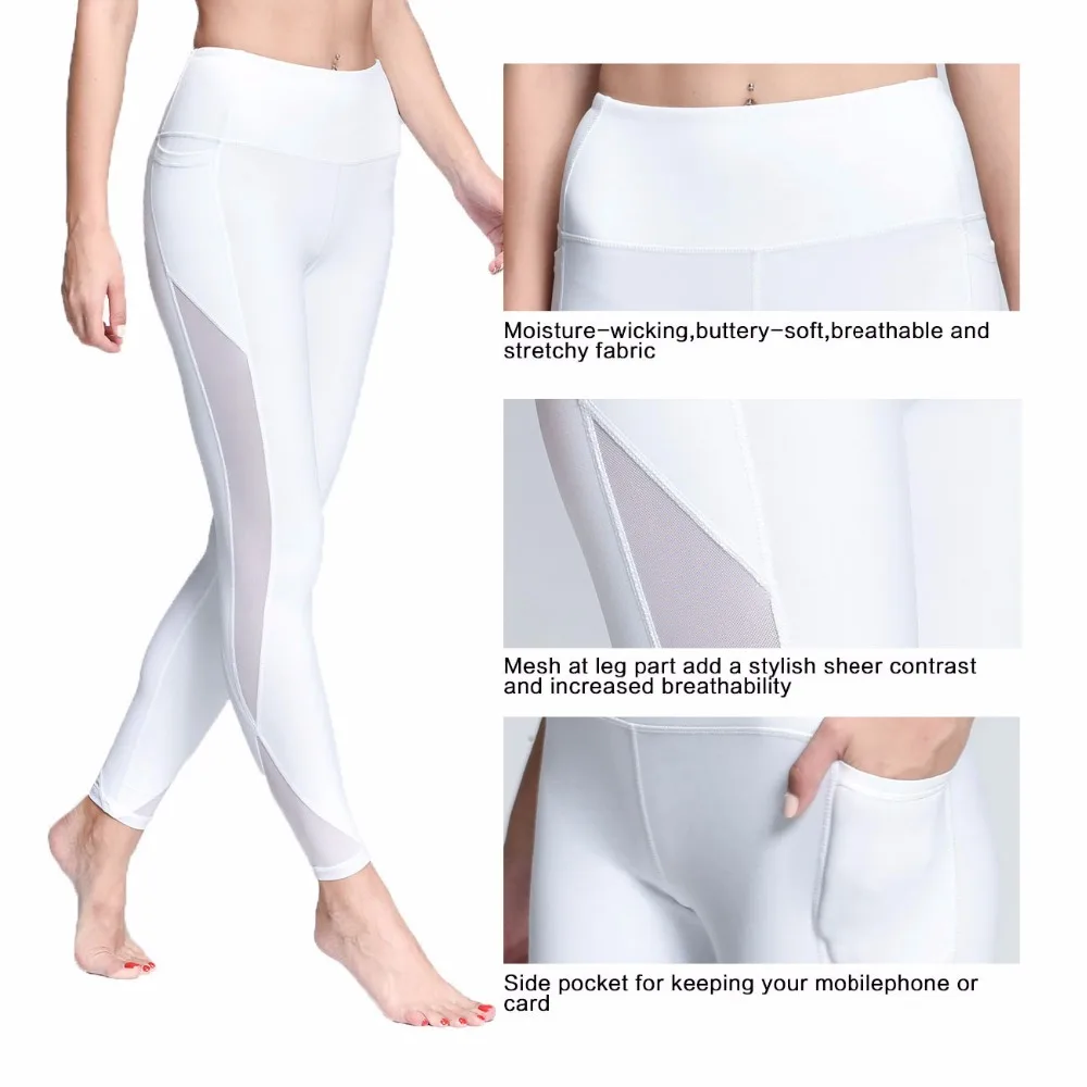 Штаны для йоги женщин фитнеса Сетчатые эластичные тренировочные леггинсы