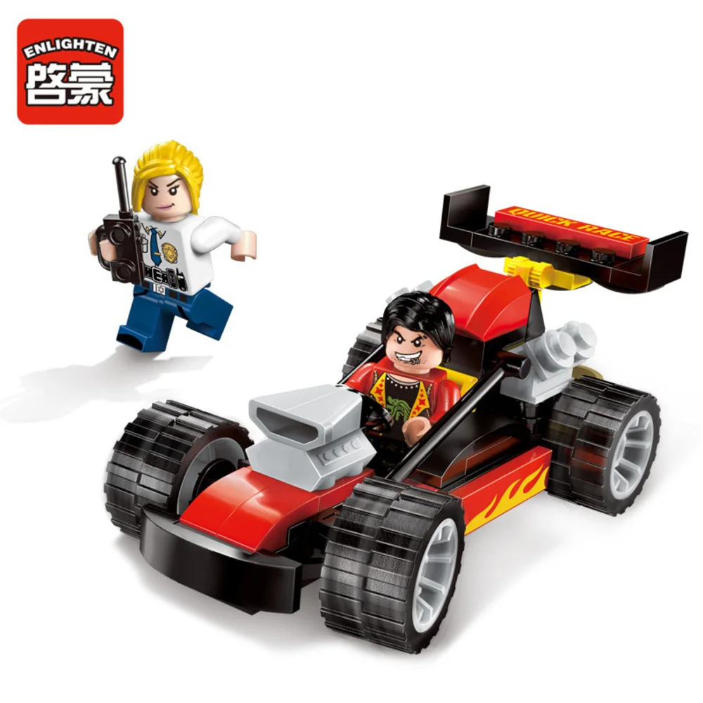 Просвещения Building Block город полицейский автомобиль четыре колеса автомобиля 2