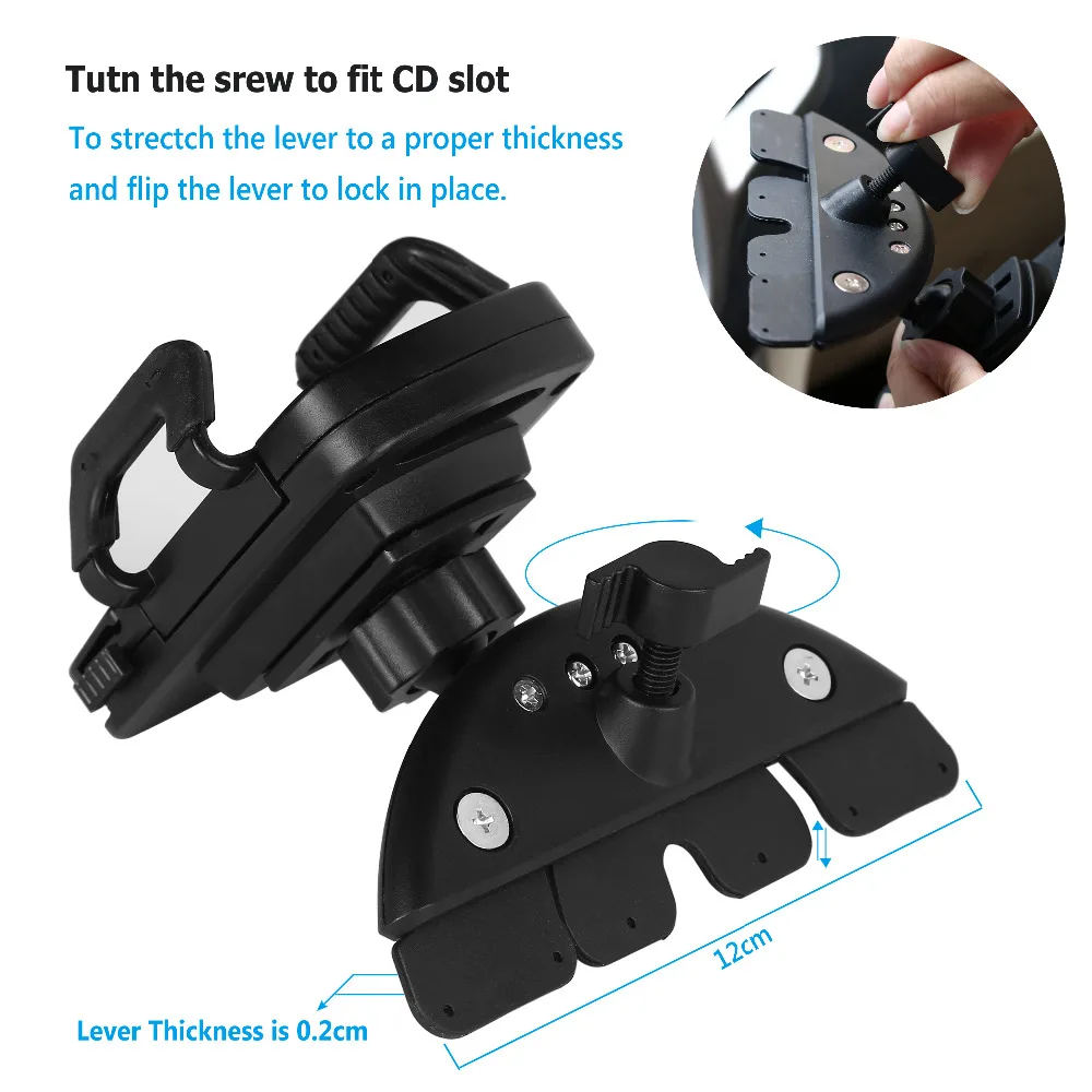 Yianerm CD Slot Car Phone Holder 360 Rotating One Touch Cradle For iPhone 6s 7/Plus Galaxy S6/S7Huawei and more | Мобильные телефоны