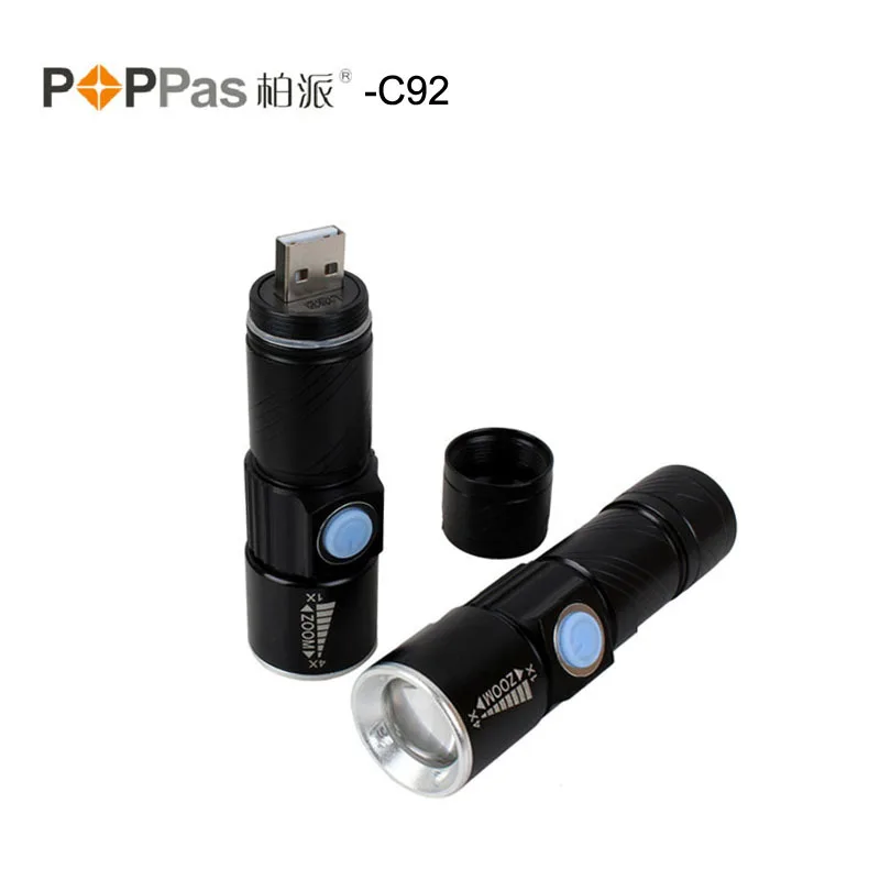 2015 2-4 Алюминий Файлы Черный Фонарик CE &amp RoHS USB Перезаряжаемый Светодиодный