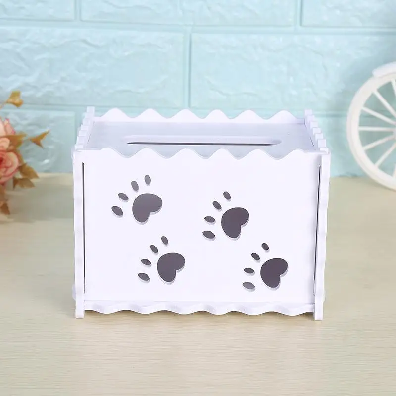 1 European Style White Wooden Hollow Tissue Box Removable Napkin Holder Paper Storage Holder Napkin Case Organizer Household - Цвет: 1